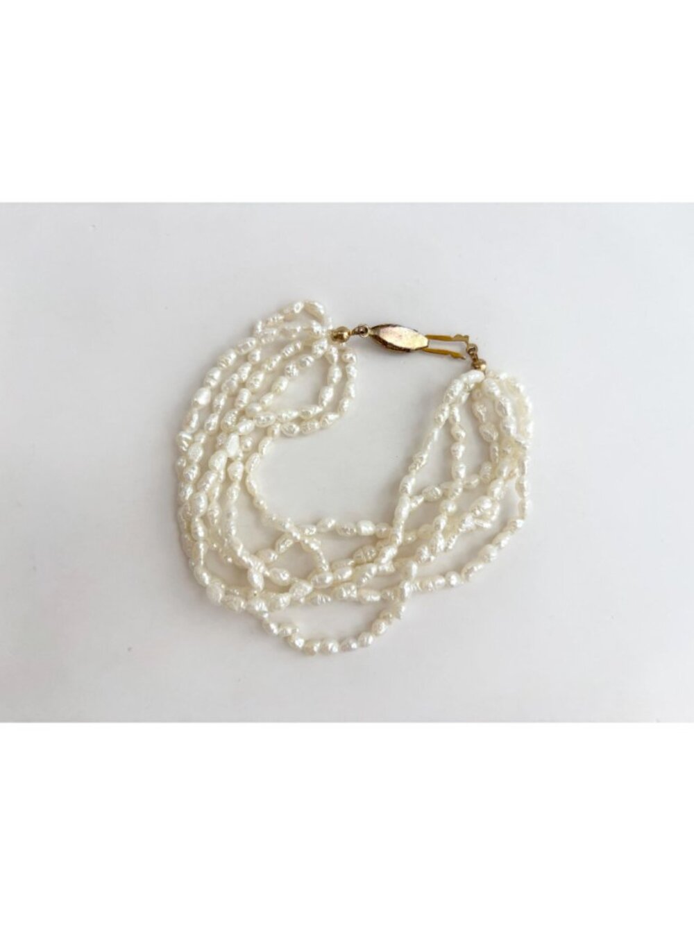 Multi Strand Genuine Rice Pearl Vintage Beaded 6 Strand Bracelet - 8" - Picture 9 of 16